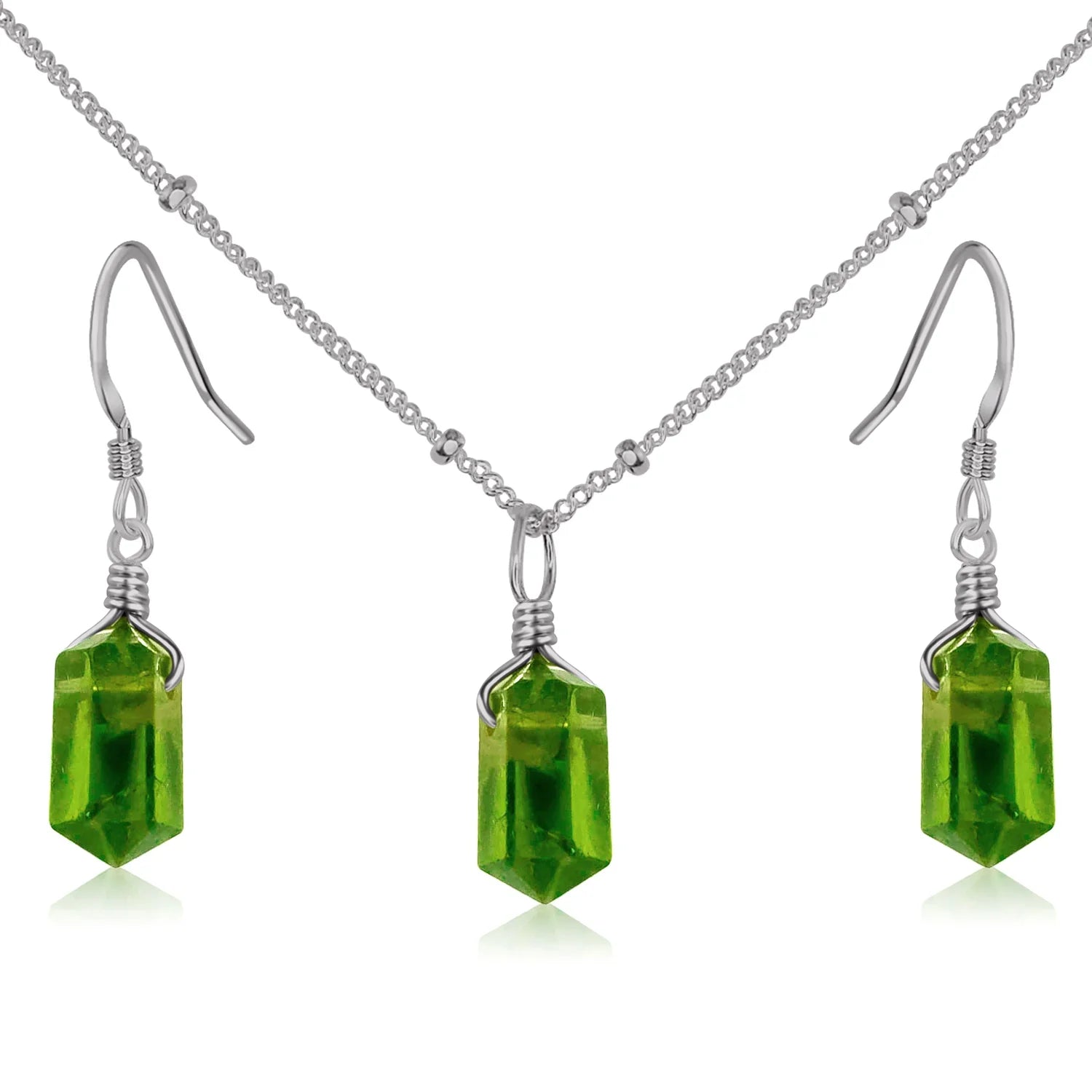 Peridot Double Terminated Crystal Jewellery Set