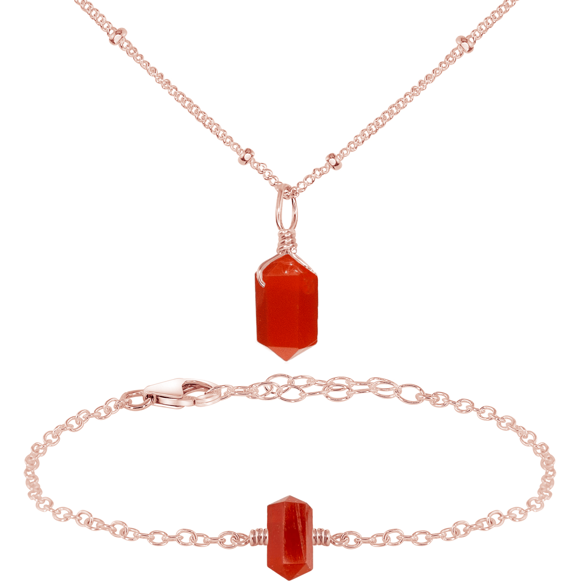 Carnelian Double Terminated Crystal Jewellery Set