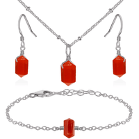 Carnelian Double Terminated Crystal Jewellery Set