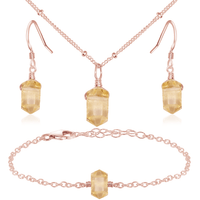 Citrine Double Terminated Crystal Jewellery Set