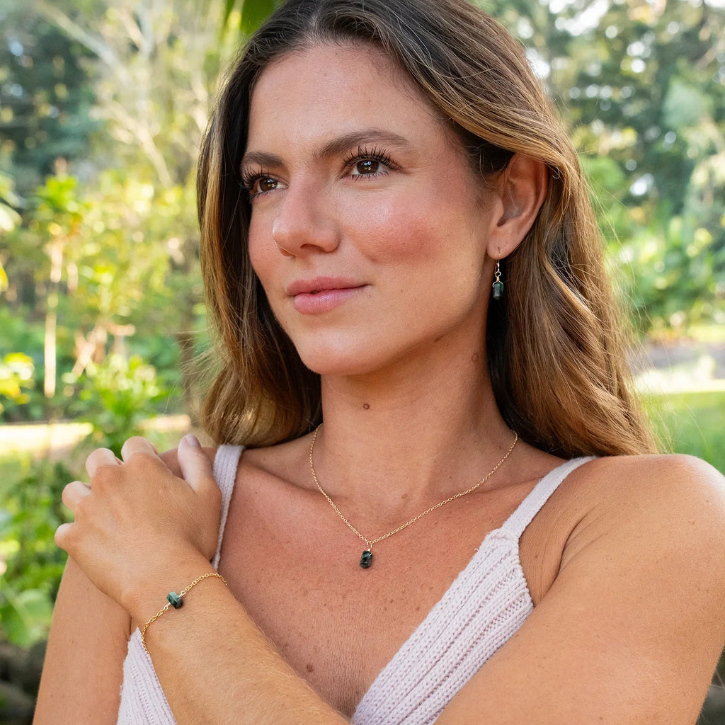 Emerald Double Terminated Mini Crystal Point Bracelet