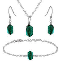 Emerald Double Terminated Crystal Jewellery Set
