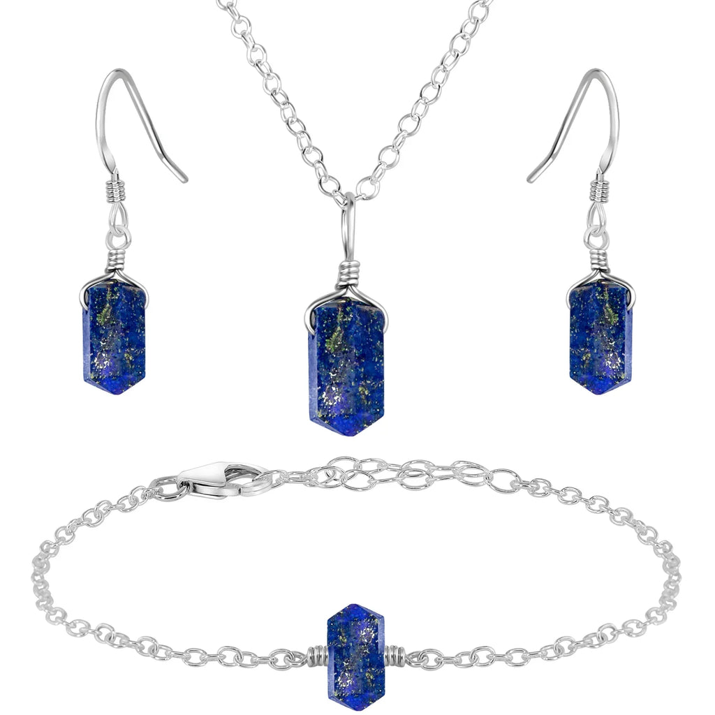 Lapis Lazuli Double Terminated Crystal Jewellery Set