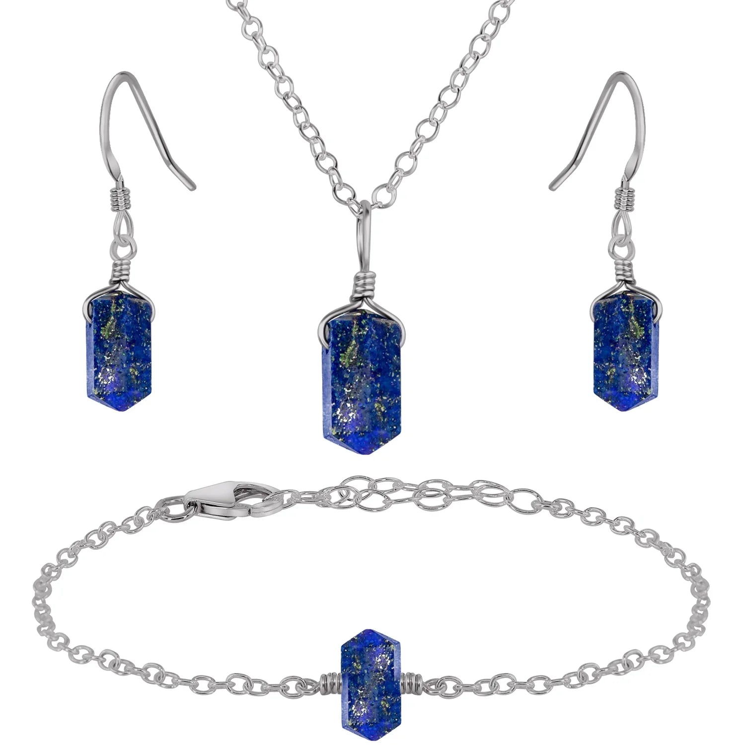 Lapis Lazuli Double Terminated Crystal Jewellery Set