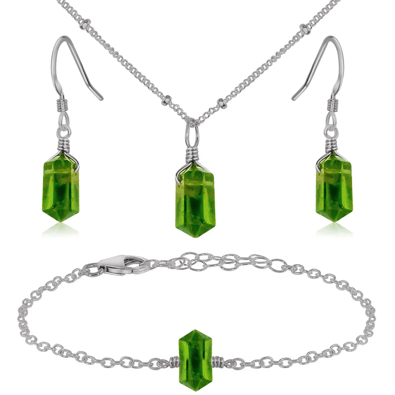 Peridot Double Terminated Crystal Jewellery Set