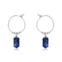 Double Terminated Lapis Lazuli Mini Crystal Point Dangle Hoop Earrings