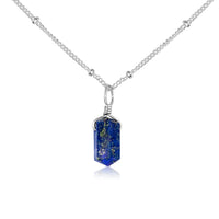 Lapis Lazuli Mini Double Terminated Crystal Point Pendant Necklace