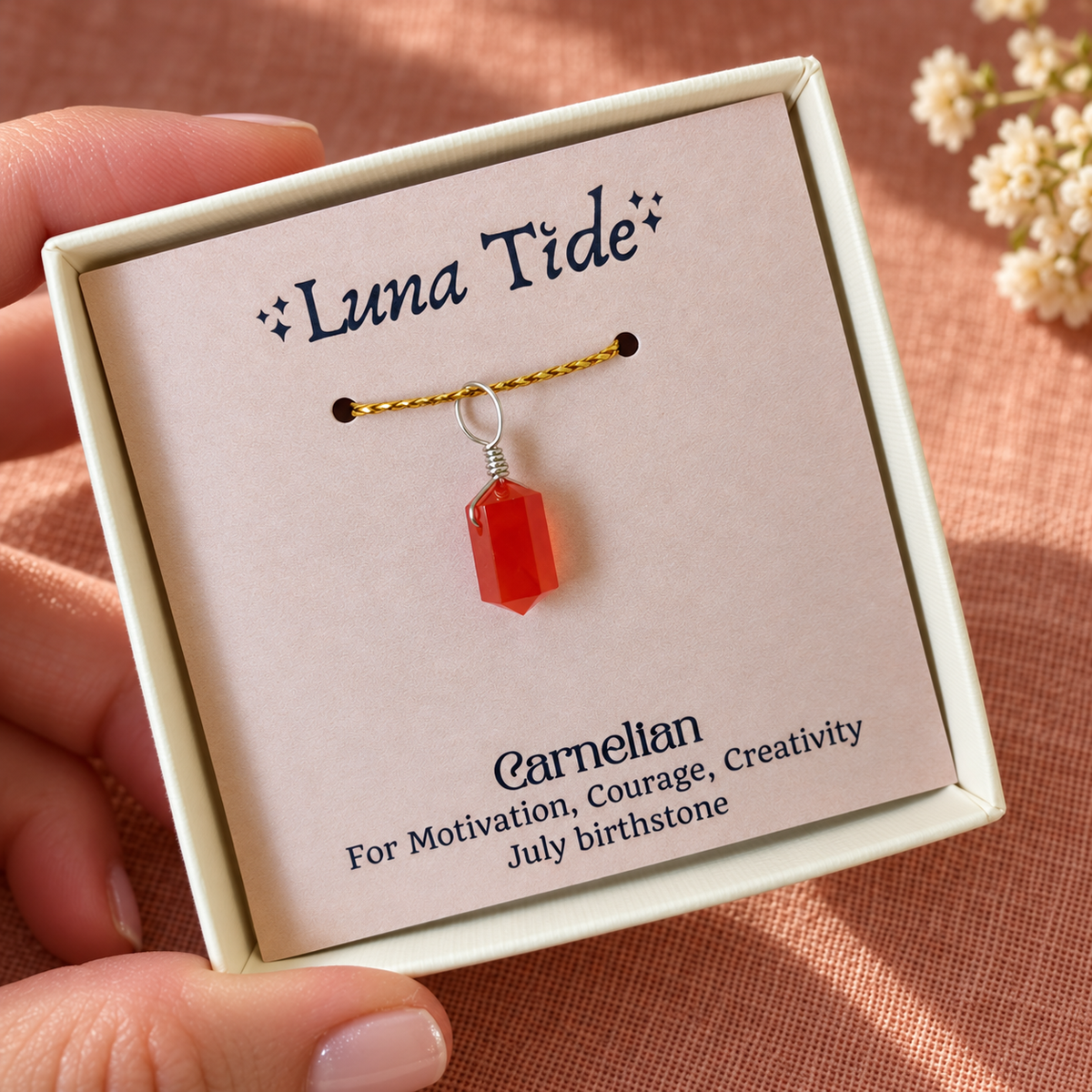 Carnelian Mini Double Terminated Crystal Point Pendant