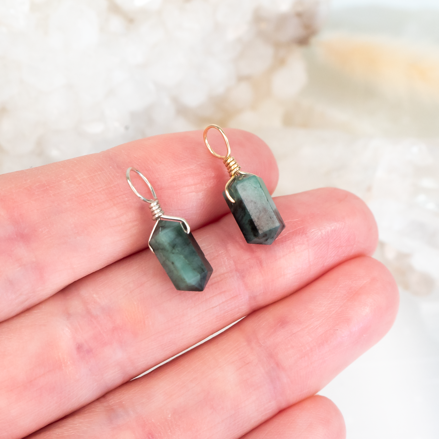 Emerald Mini Double Terminated Crystal Point Pendant