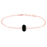 Black Tourmaline Double Terminated Crystal Point Anklet