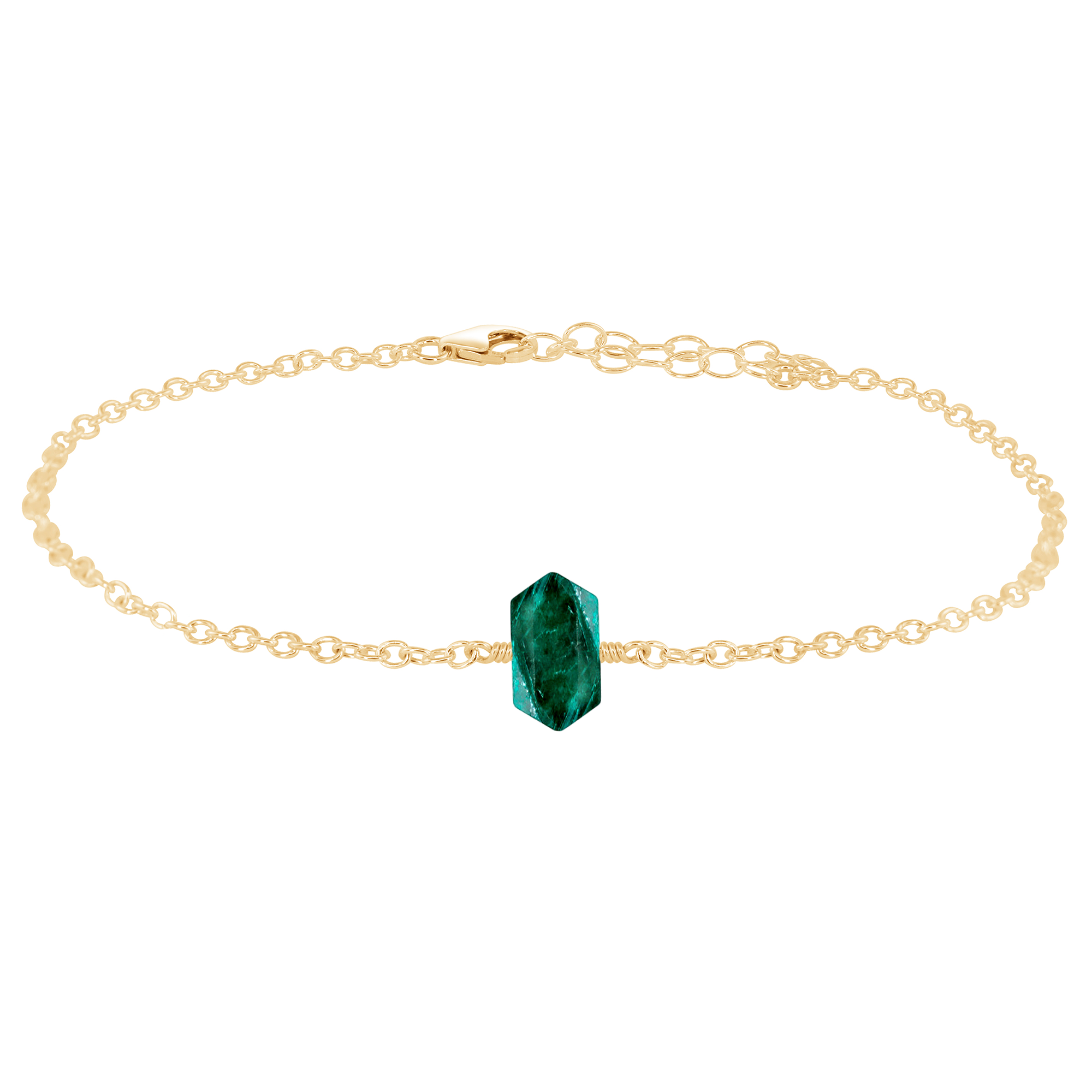 Emerald Double Terminated Crystal Point Anklet