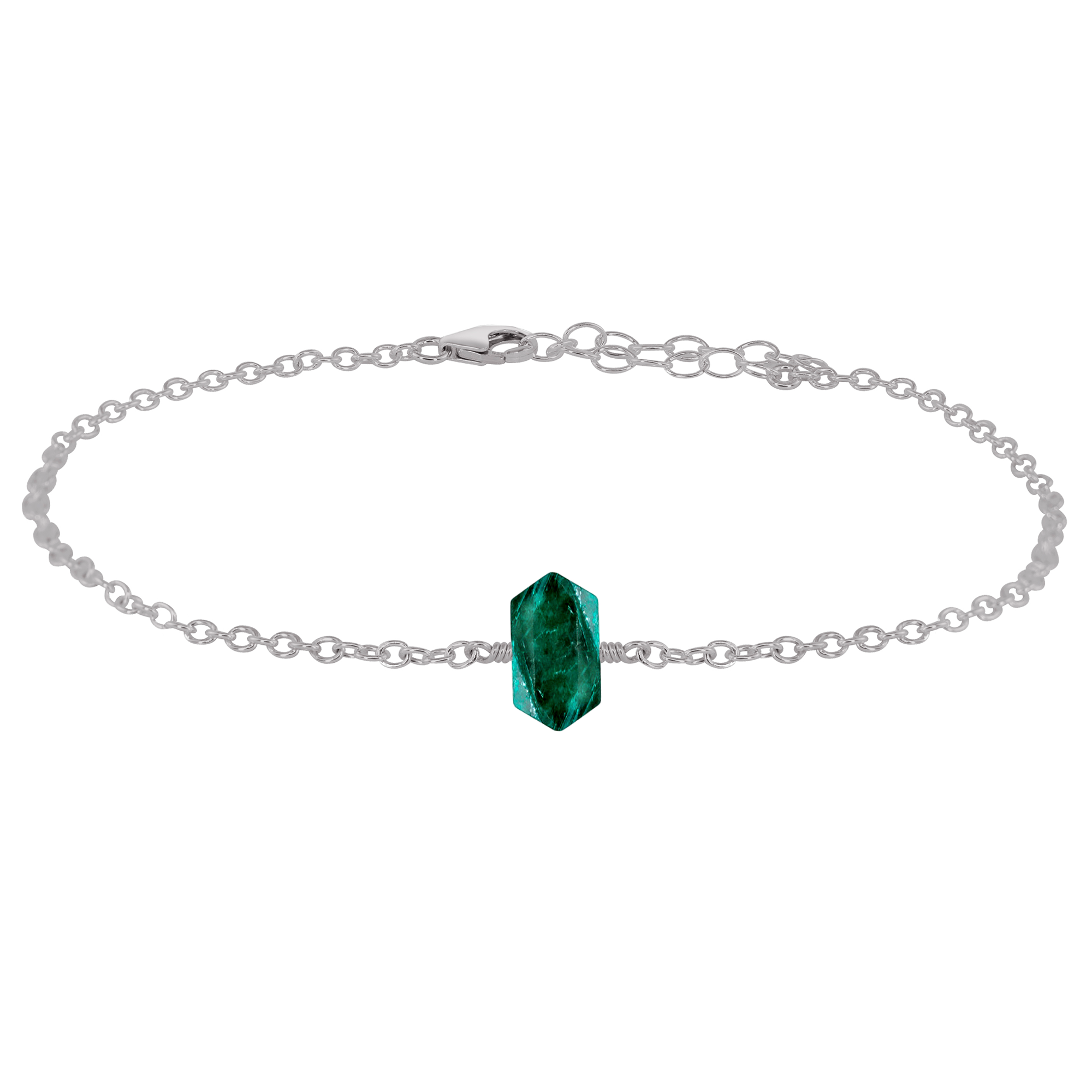 Emerald Double Terminated Crystal Point Anklet