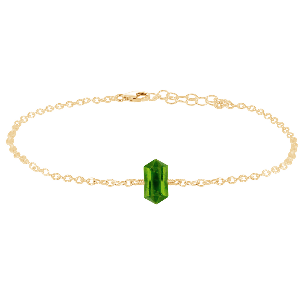 Peridot Double Terminated Crystal Point Anklet