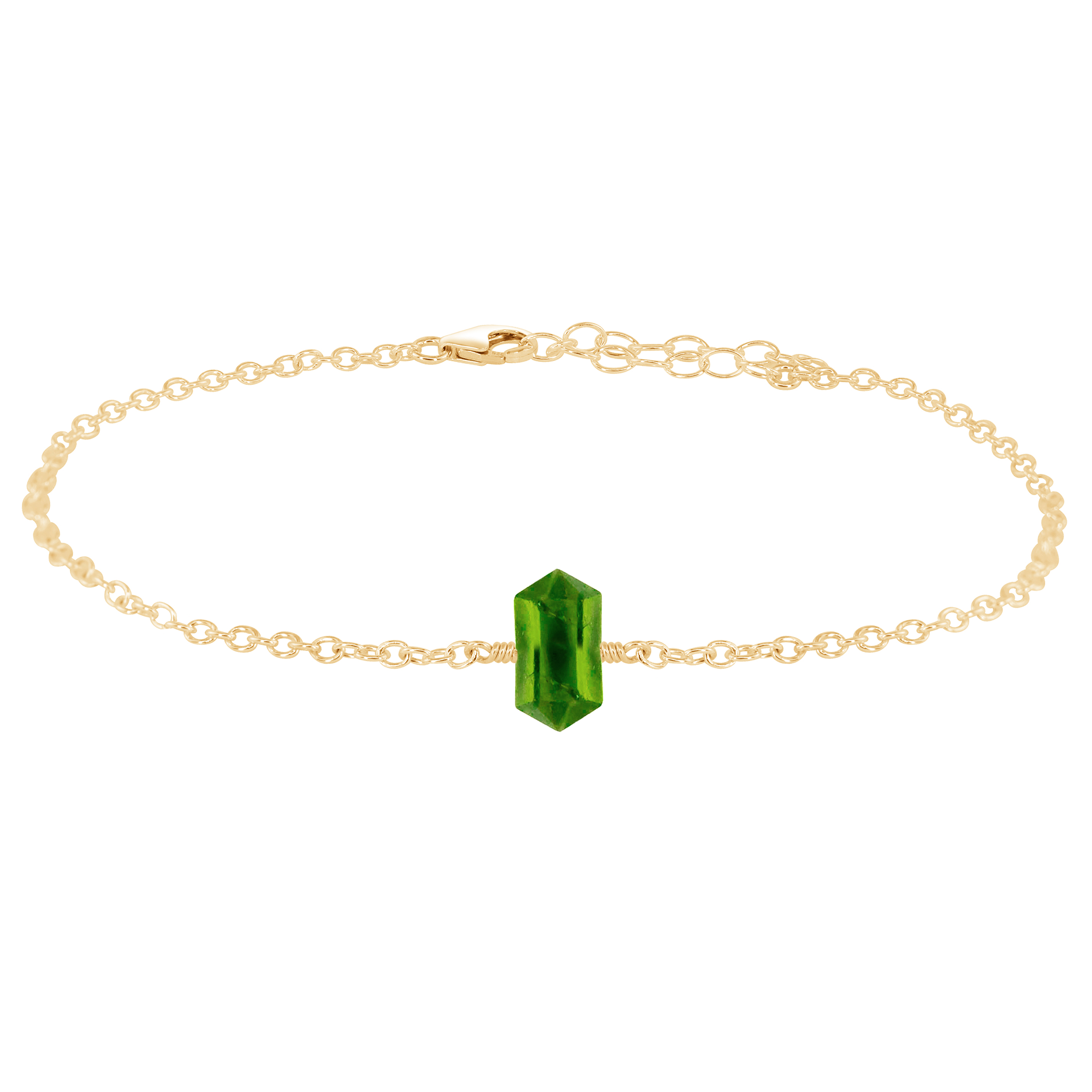 Peridot Double Terminated Crystal Point Anklet