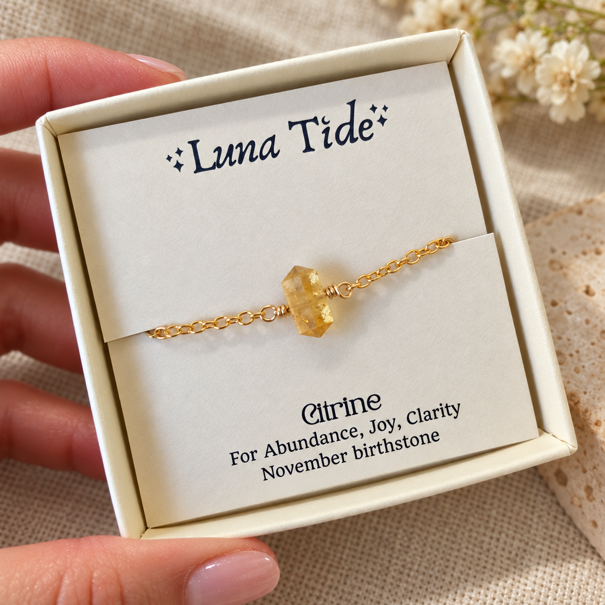 Citrine Double Terminated Crystal Point Anklet