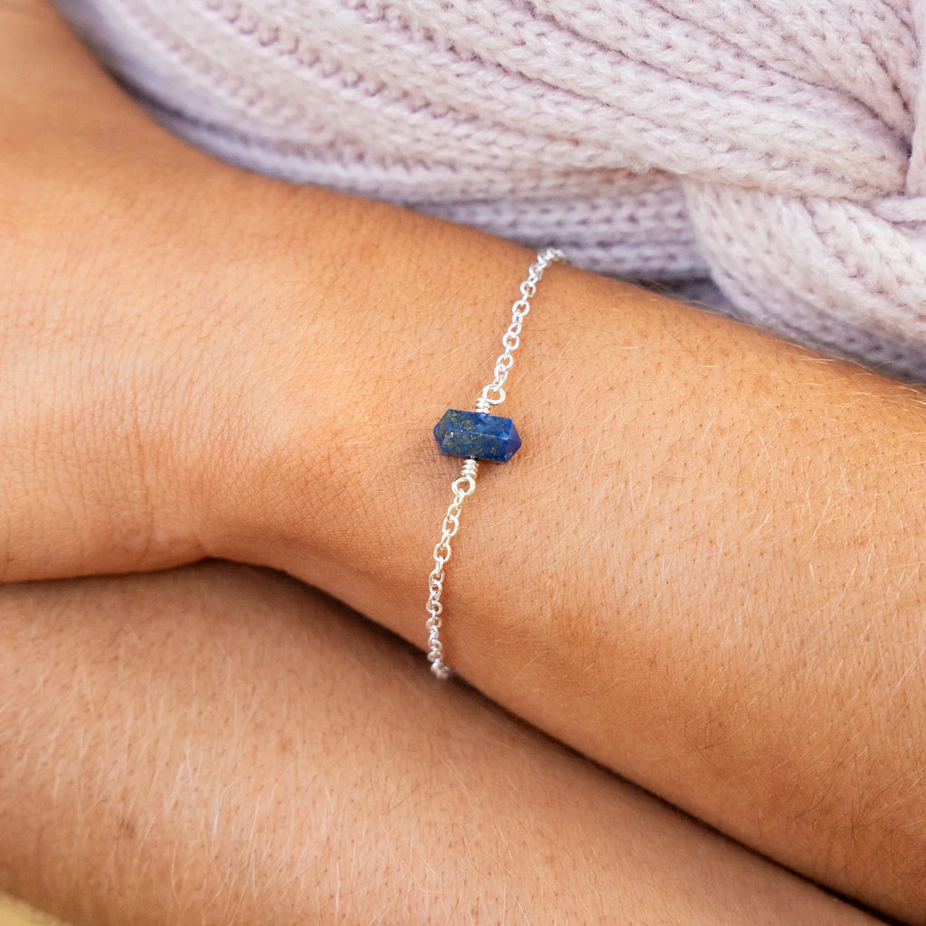 Lapis Lazuli Double Terminated Mini Crystal Point Bracelet