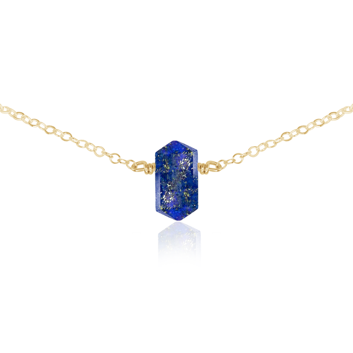 Double Terminated Lapsi Lazuli Mini Crystal Point Choker Necklace