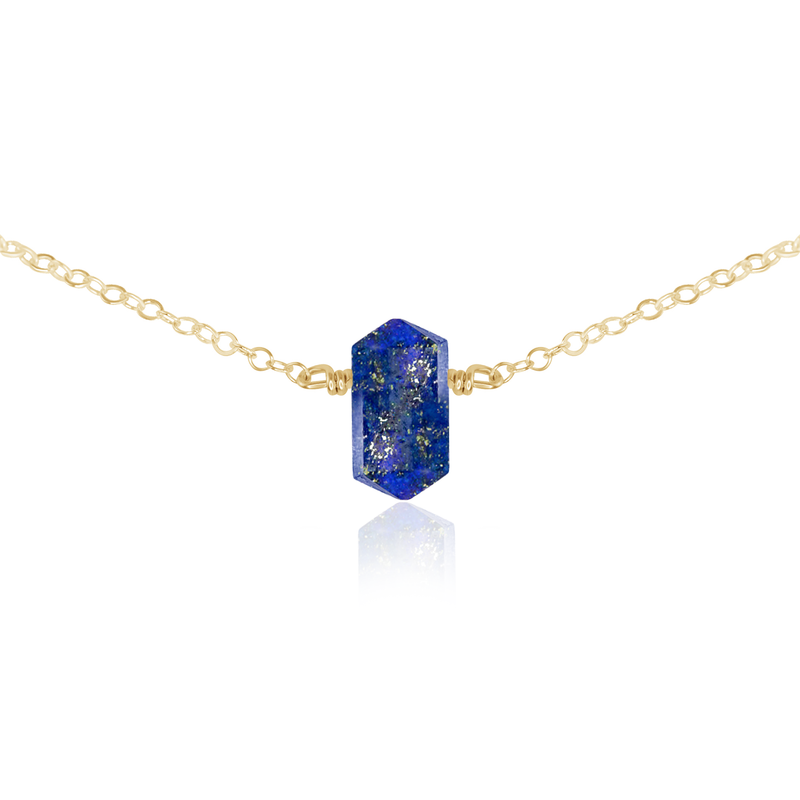 Double Terminated Lapsi Lazuli Mini Crystal Point Choker Necklace