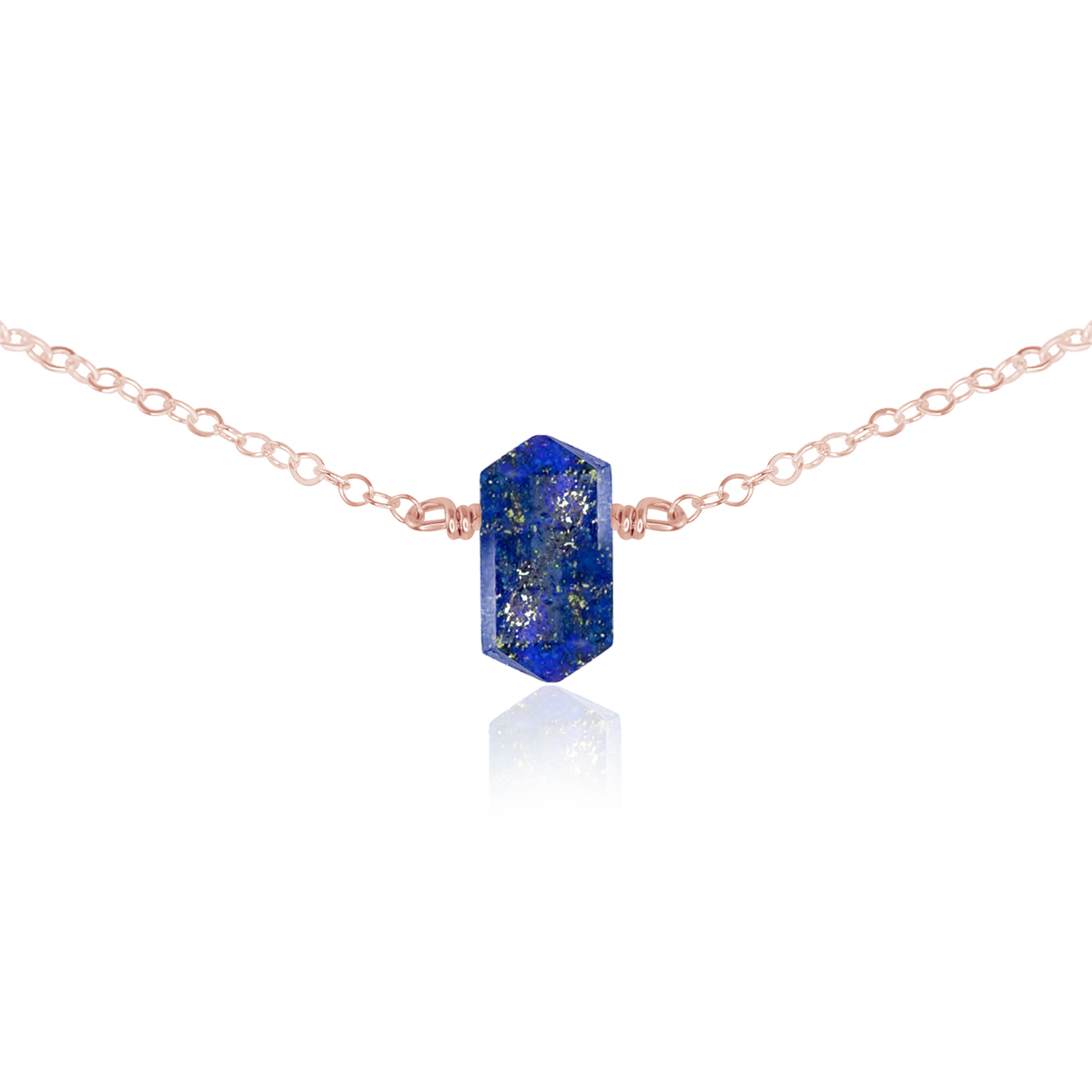 Double Terminated Lapsi Lazuli Mini Crystal Point Choker Necklace