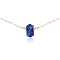 Double Terminated Lapsi Lazuli Mini Crystal Point Choker Necklace