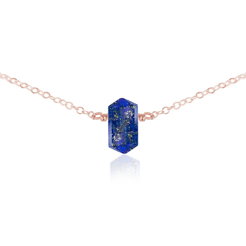 Double Terminated Lapsi Lazuli Mini Crystal Point Choker Necklace