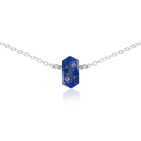Double Terminated Lapsi Lazuli Mini Crystal Point Choker Necklace