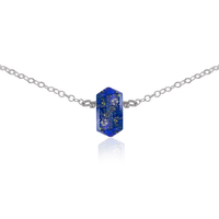 Double Terminated Lapsi Lazuli Mini Crystal Point Choker Necklace