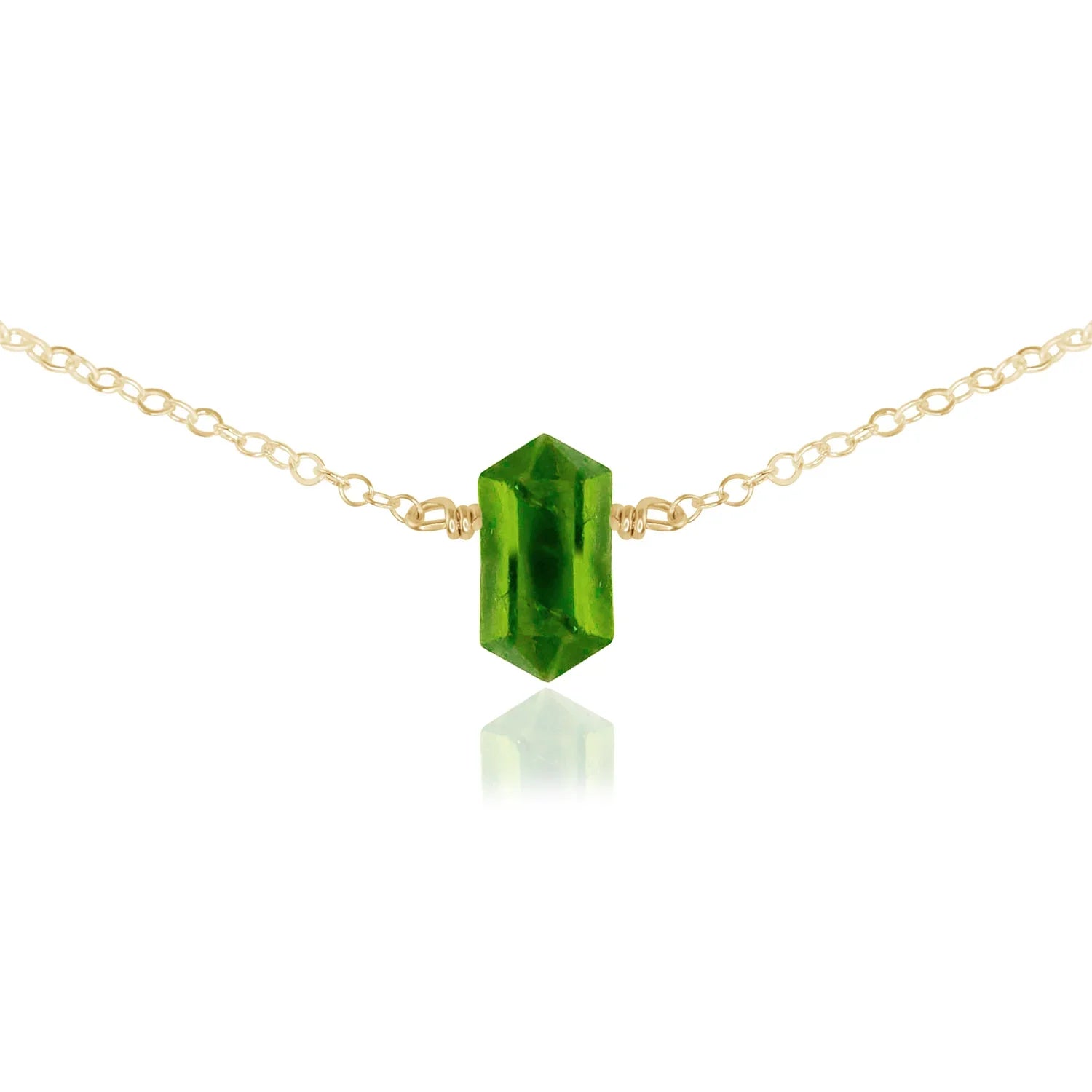 Double Terminated Peridot Mini Crystal Point Choker Necklace