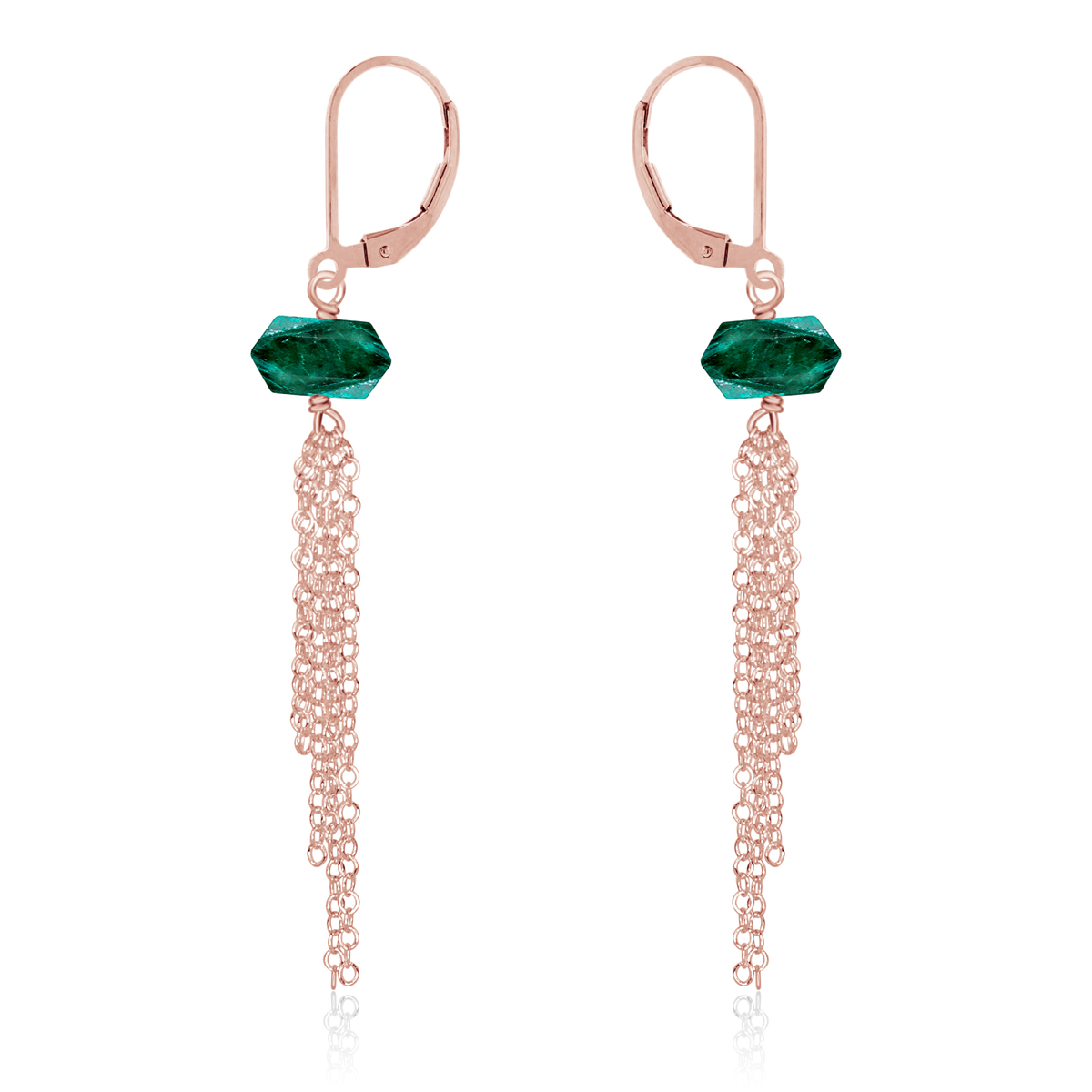 Emerald Double Terminated Crystal Point Tassel Earrings