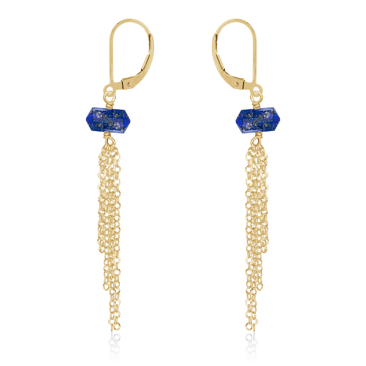 Lapis Lazuli Double Terminated Crystal Point Tassel Earrings