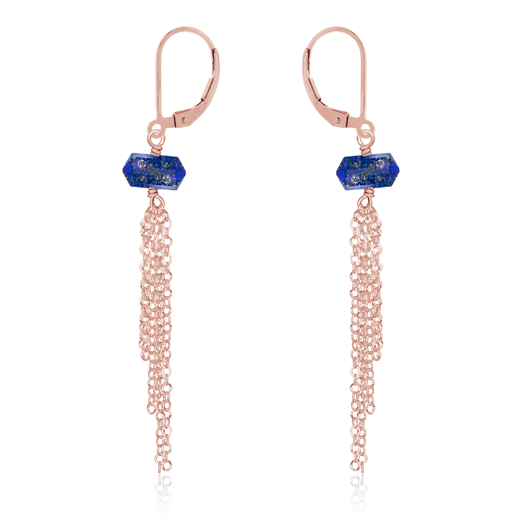 Lapis Lazuli Double Terminated Crystal Point Tassel Earrings