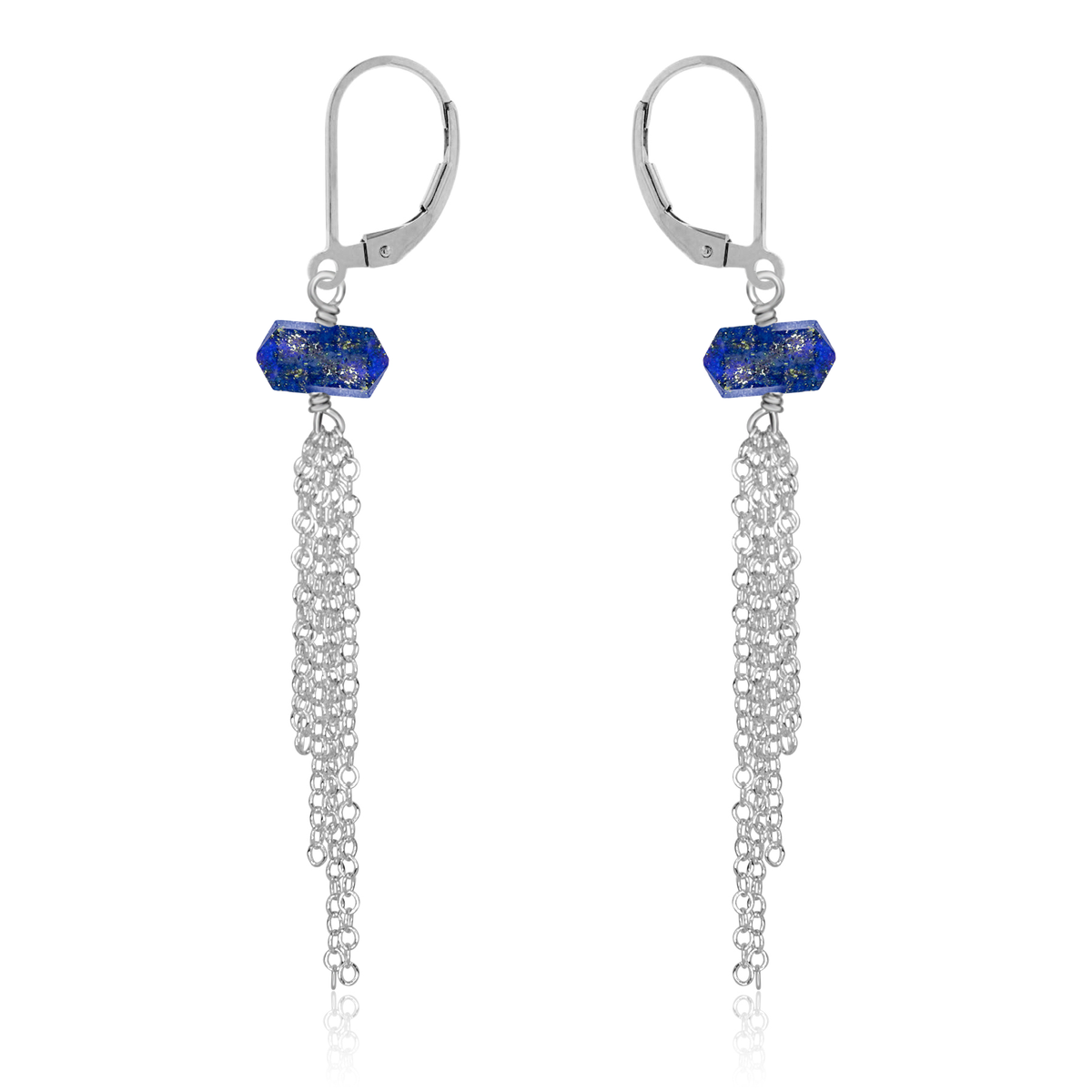 Lapis Lazuli Double Terminated Crystal Point Tassel Earrings