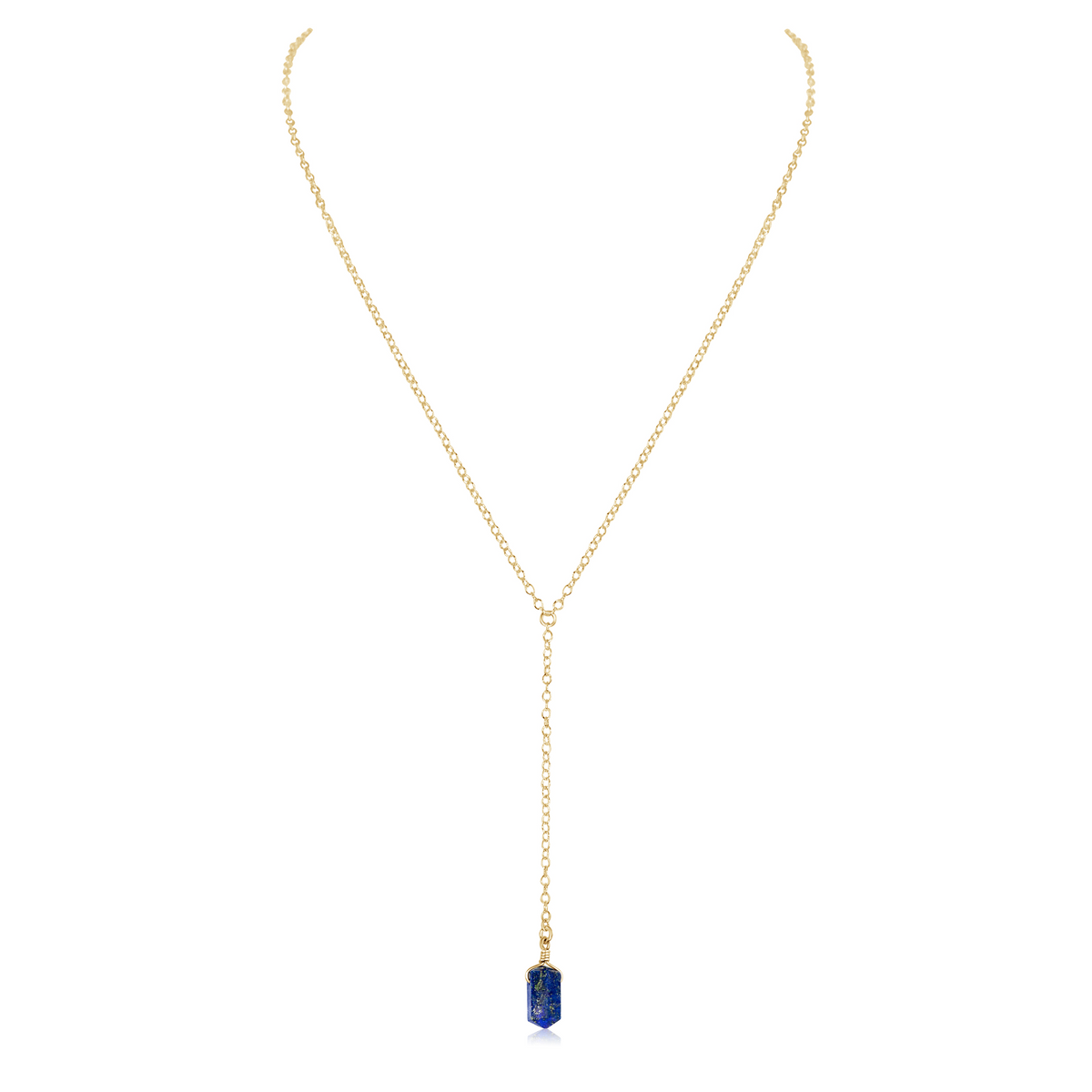 Lapis Lazuli Double Terminated Mini Crystal Point Lariat Necklace
