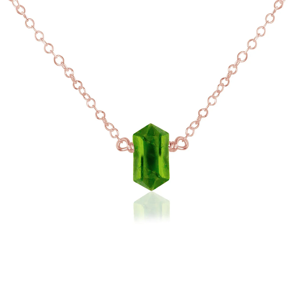 Double Terminated Peridot Mini Crystal Point Necklace