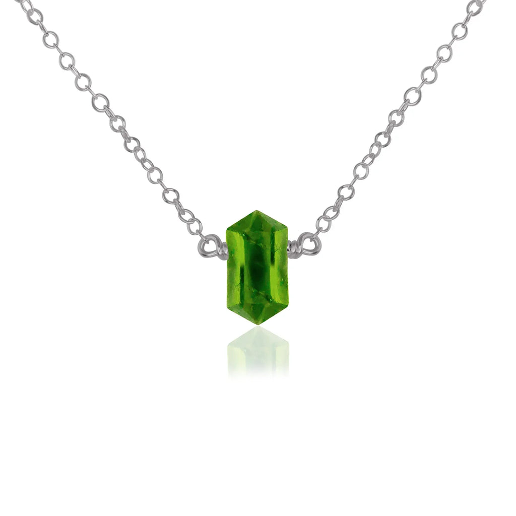 Double Terminated Peridot Mini Crystal Point Necklace