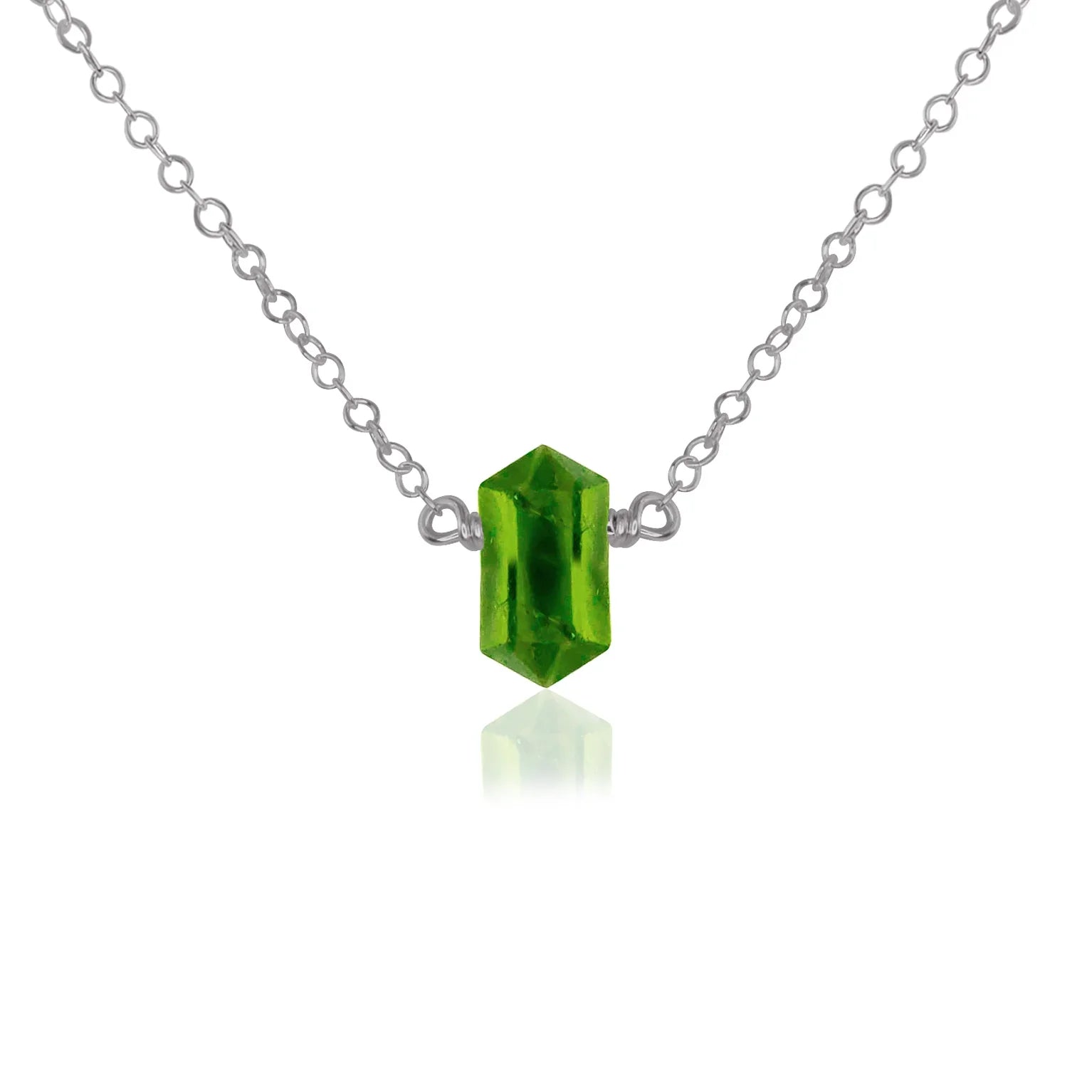 Double Terminated Peridot Mini Crystal Point Necklace