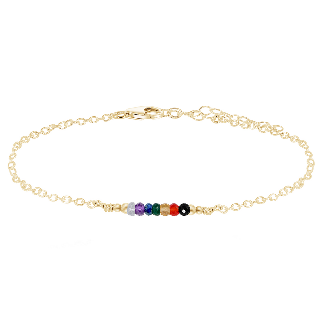 Sparkling Chakra Energy Crystals Faceted Bead Bar Anklet