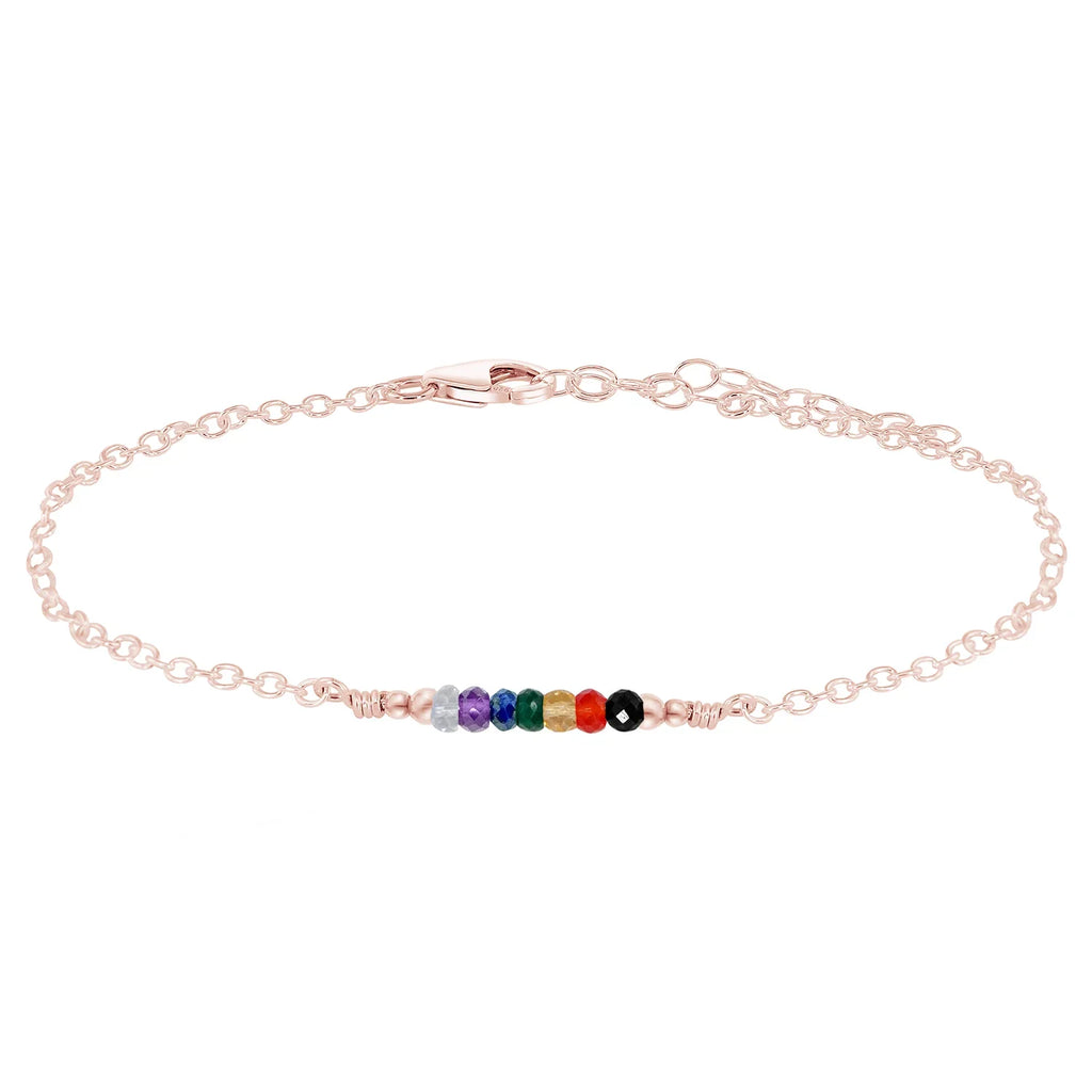 Sparkling Chakra Energy Crystals Faceted Bead Bar Anklet