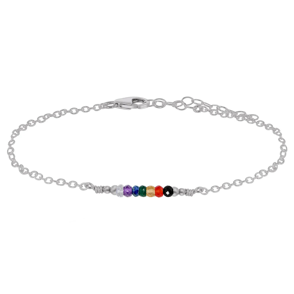 Sparkling Chakra Energy Crystals Faceted Bead Bar Anklet