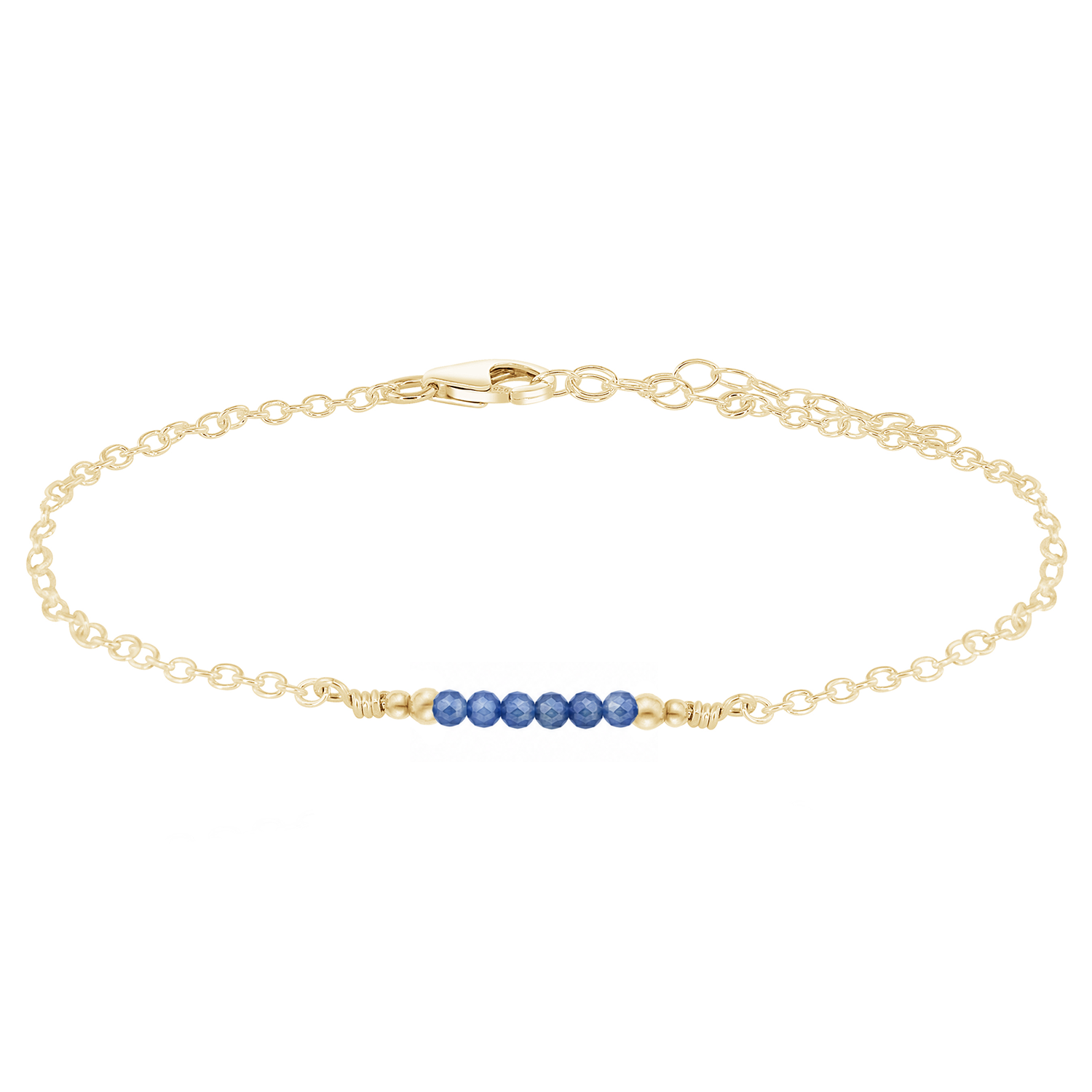 Sparkling Kyanite Gemstone Faceted Bead Bar Anklet