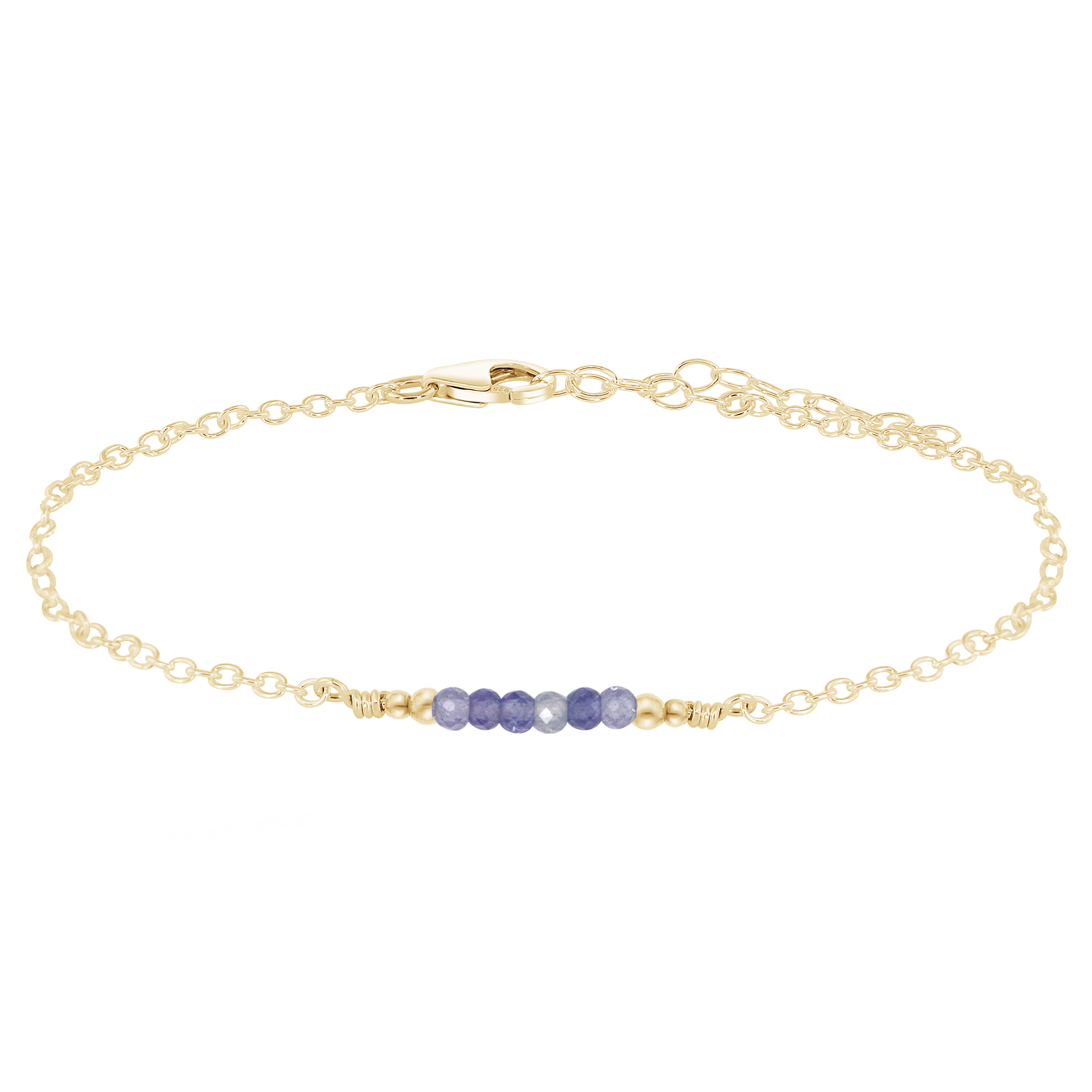Sparkling Tanzanite Gemstone Faceted Bead Bar Anklet