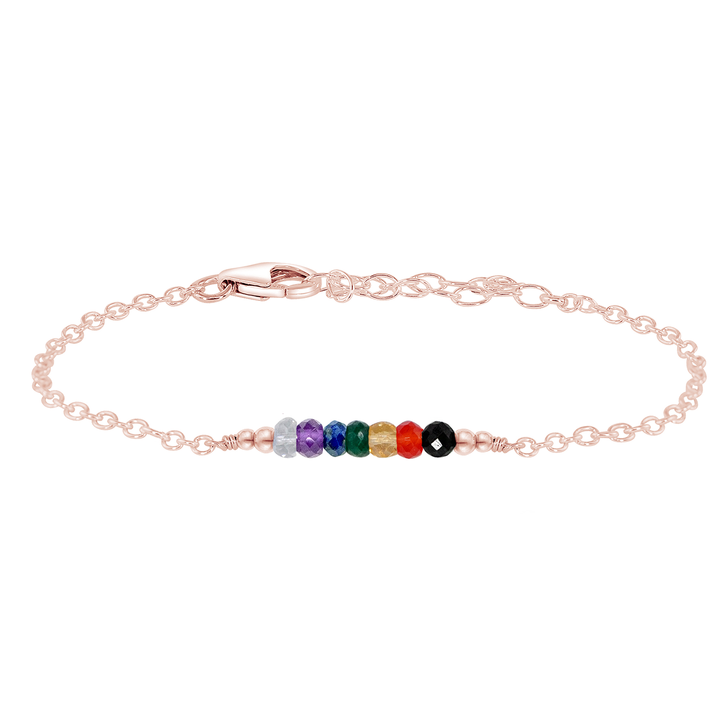Sparkling Chakra Crystals Faceted Bead Bar Bracelet