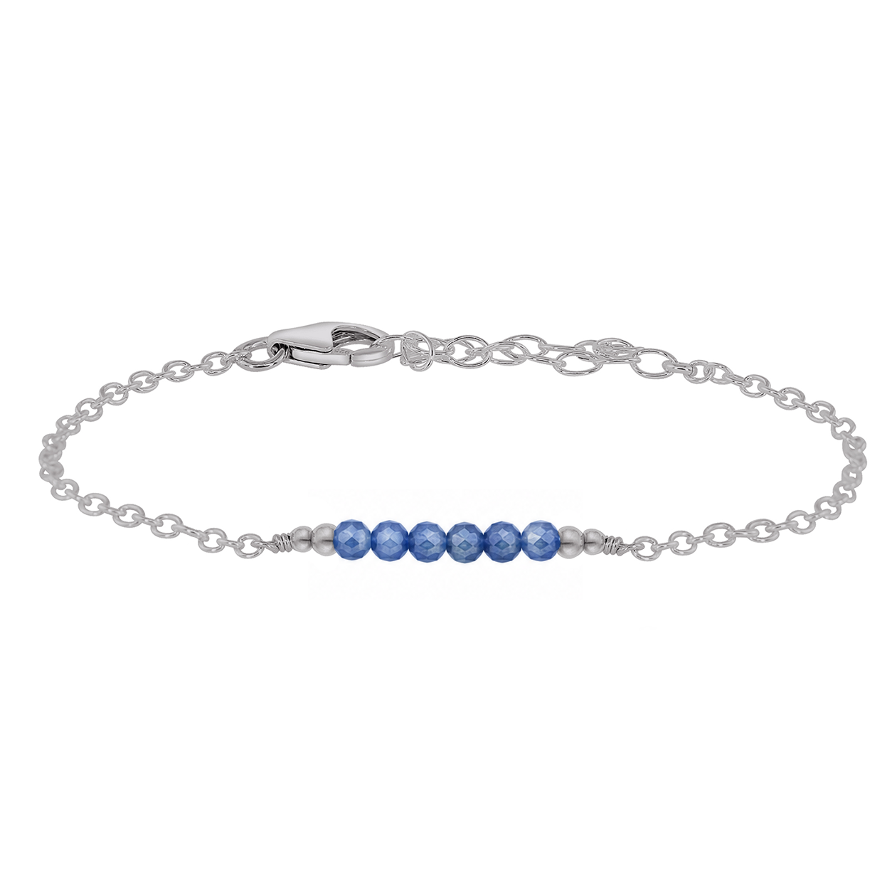 Sparkling Kyanite Gemstone Faceted Bead Bar Bracelet