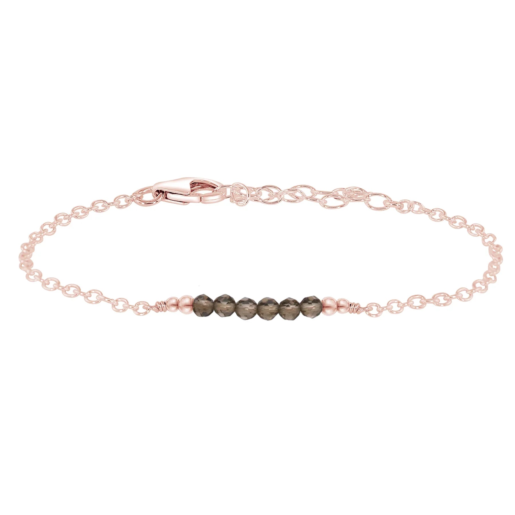 Sparkling Smoky Quartz Gemstone Faceted Bead Bar Bracelet