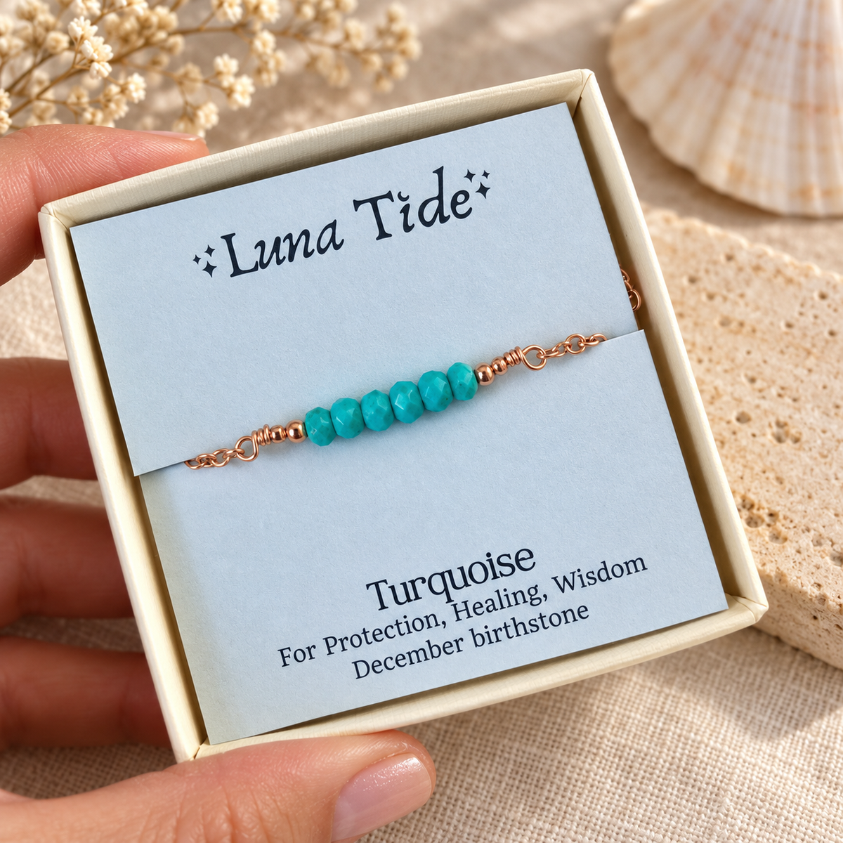 Sparkling Turquoise Gemstone Faceted Bead Bar Bracelet