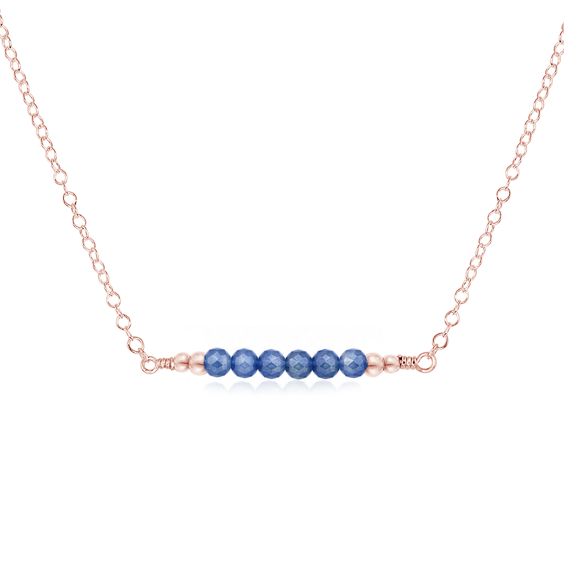 Sparkling Kyanite Faceted Bead Bar Necklace