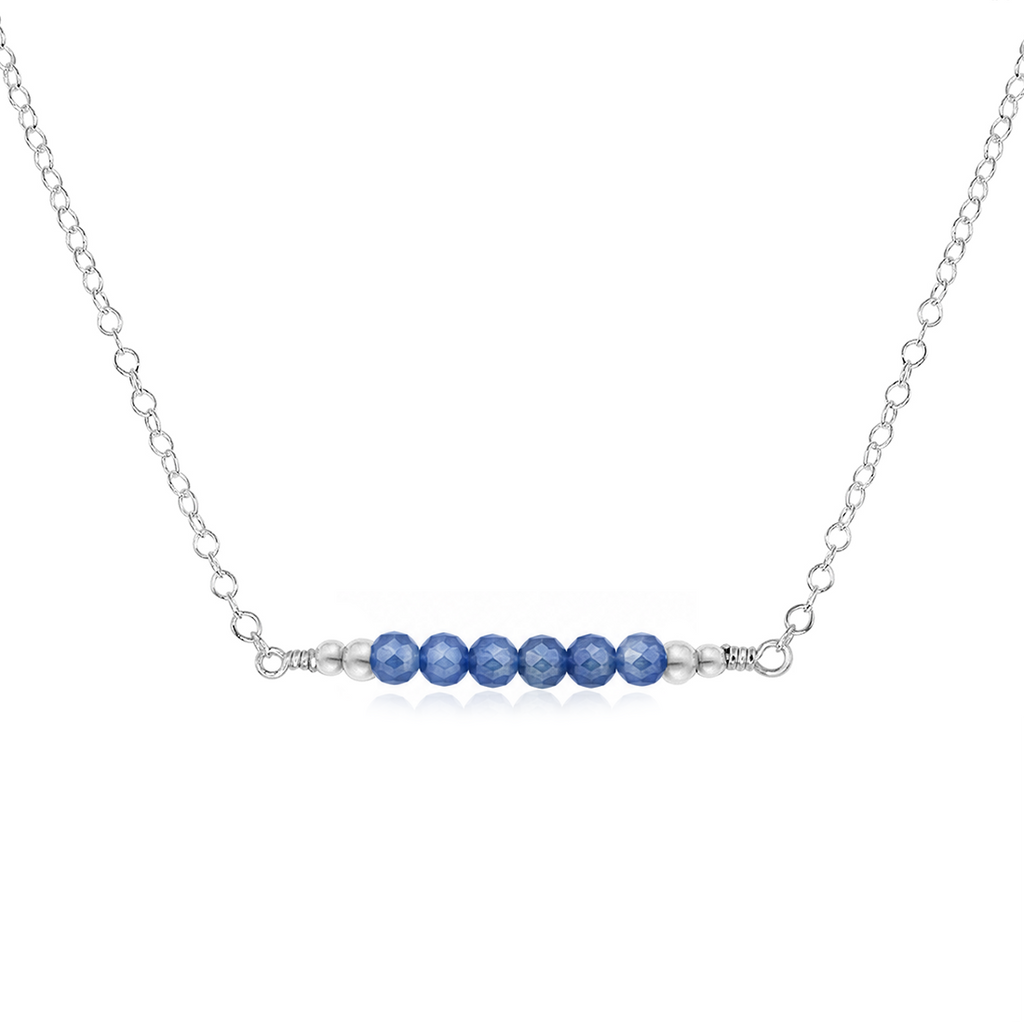 Sparkling Kyanite Faceted Bead Bar Necklace