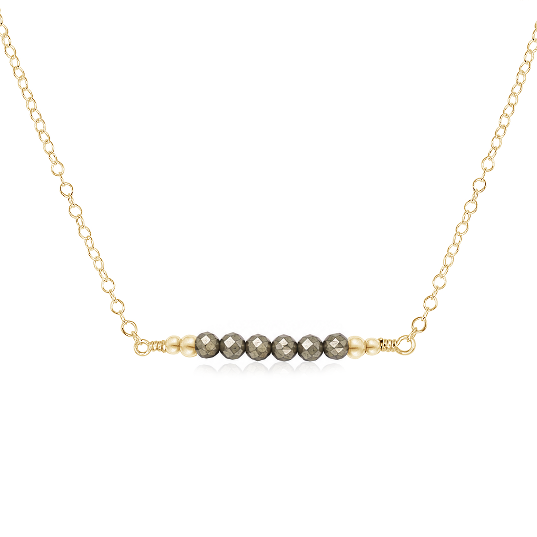 Sparkling Pyrite Faceted Bead Bar Necklace