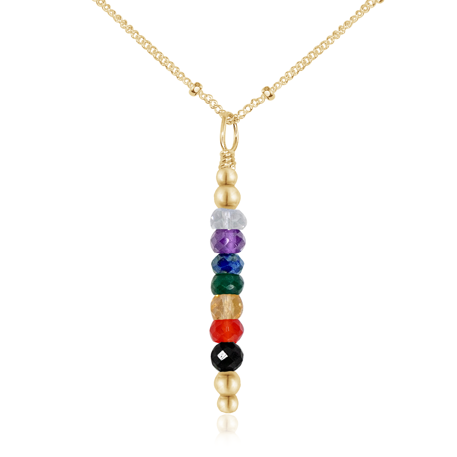 Chakra Energy Crystal Bar Pendant Necklace