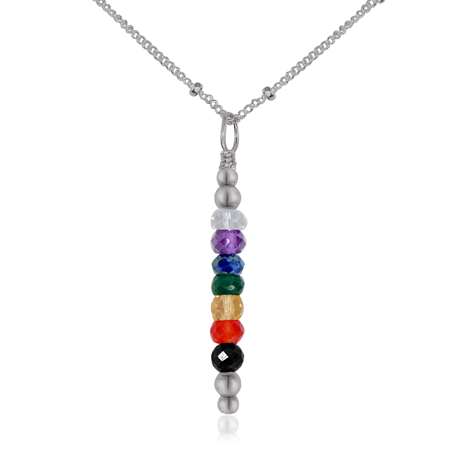 Chakra Energy Crystal Bar Pendant Necklace